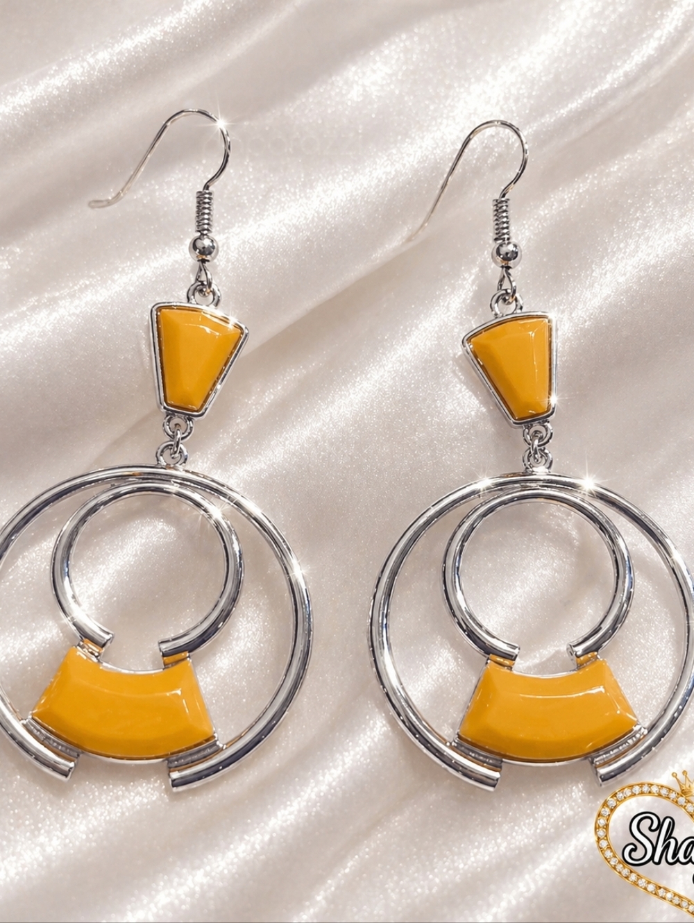 Yellow Geometric Dangle Earrings - Modern Women Jewelry